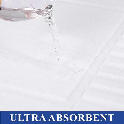 Superior 100% Cotton Bathmat Set, Bath Mats, Bathroom Decor, Shower, Bathtub Essentials, Home Accessories, Washable Rug, No Backing, Heavyweight, Leo Collection, Set of 2, 22" x 35", White