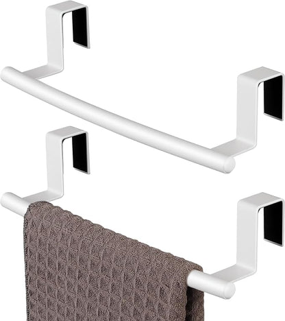 KES Over Cabinet Door Towel Bar Fit 1" Thick, Kitchen Towel Holder, White | Anti-Wobble Stable Fit, Scratchproof, Kitchen Towel Rack for Dish Hand Towels, Cabinet Towel Holder, 2 Pack, KTH500S26-WH-P2