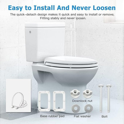 2-Pack White Round Toilet Seats with Built-In Potty Training, Adult and Child Design with Soft Quiet Close, Non-Slip Features, and Magnetic Kids Seat, Easy Installation for Round/Oval Toilets