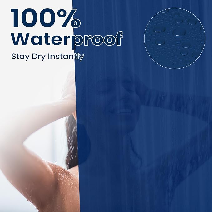 downluxe Shower Curtain Liner, PEVA Plastic Shower Liner with 3 Magnets, 72" x 72" Waterproof Bathroom Curtain, Navy, 1 Pack