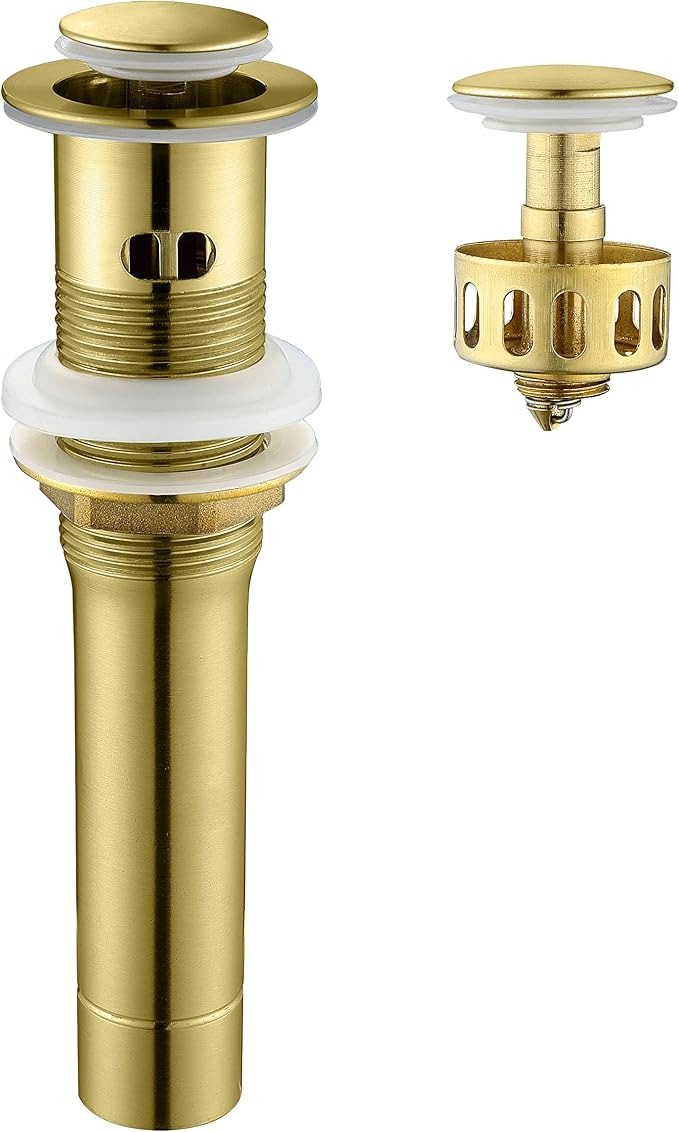 Ultimate Unicorn Bathroom Sink Stopper, with Overflow Hole, Brushed Gold | Pop Up Drain, Made of Metal, Small Cap, with Detachable Basket Stopper, Drain Fast, for Bathroom Vessel Vanity Sink Art Basin