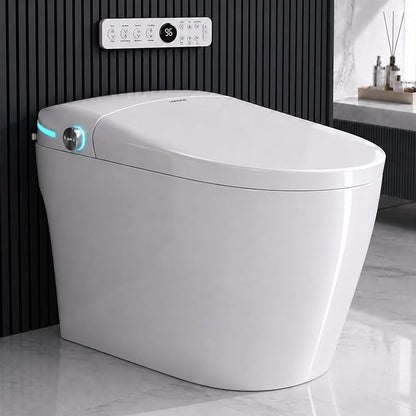 Smart Toilet with Bidet Built In, One-Piece Electric Tank Toilet with Foam Shield, Auto Open & Close Lid, Dual Flush 1.28 GPF, Heated Seat, Remote Control, Warm Air Dryer & Temp Display