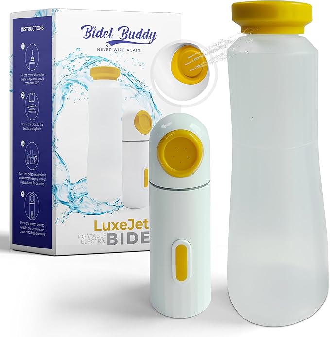BIDET BUDDY® LuxeJet Portable Bidet for Travel | Electric Handheld Rechargeable Bidet Sprayer | Waterproof Gentle Pressure Personal Cleaning Device for Women, Men, Baby & Postpartum | USB C - V1