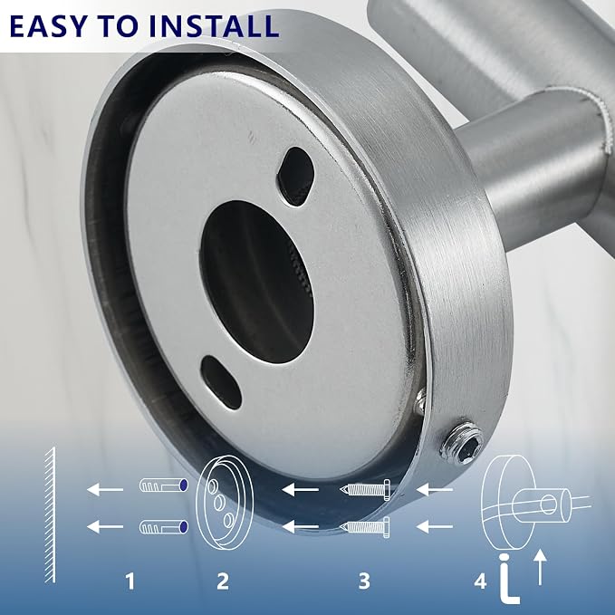 Bathroom Hardware Set Includes Towel Ring, Toilet Paper Holder and 2 Towel Hooks, SUS304 Stainless Steel Modern Wall-Mounted Bathroom Set, Rustproof Bathroom Fitting Set (Brushed Nickel)