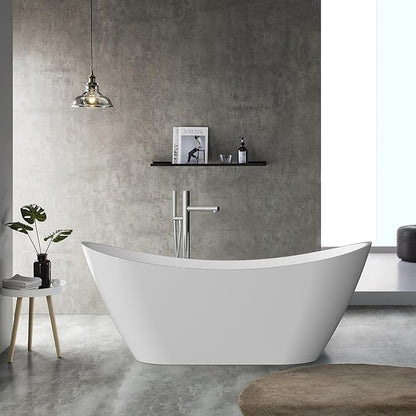 Freestanding Bathtub 67 inch, Extra Large Freestanding Bathtub, Acrylic Stand Alone Tub with Integrated Overflow and Pre-Installed Drain, Modern Free Standing Tub for Bathroom