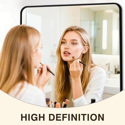 Vanity Bathroom Mirror, 40”x28” Black Bathroom Mirror for Over Sink | HD Tempered Glass, Anti-Rust Frame, Vertical or Horizontal, Wall Mirrors for Bathroom Sink, Living Room, Entryway, Bedroom