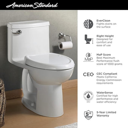 American Standard 2403128.021 Compact Cadet 3, One-Piece Toilet with Slow-Close Seat, Elongated Front, Left-Hand Flush, Bone, 1.28 gpf