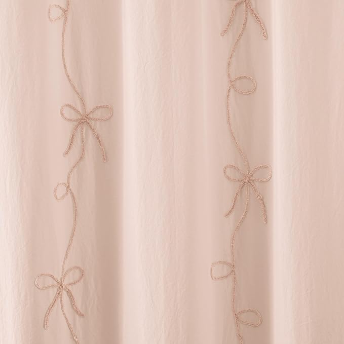 Peri Home 100% Cotton Fabric Shower Curtain for Bathroom, 72 x 72 inches, Blush Sasha Bows | Cotton Fabric, Bathroom