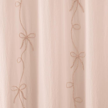 Peri Home 100% Cotton Fabric Shower Curtain for Bathroom, 72 x 72 inches, Blush Sasha Bows | Cotton Fabric, Bathroom