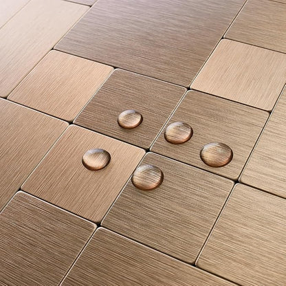 DICOFUN 10 Sheets Copper Peel and Stick Tile Backsplash, Stainless Steel Kitchen Metal Backsplash Tile, Stick on Backsplash for Stove, Brushed Gold