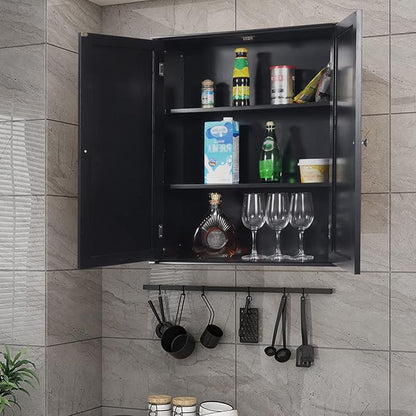 Bathroom Cabinet Wall Mounted,Over Toilet Storage Cabinet with Adjustable Shelves,Medicine Cabinets for Bathroom, Black
