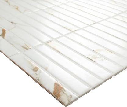 MSI Calacatta Gold Stack Pattern Matte Porcelain Mosaic Floor and Wall Tile for Bathroom, Kitchen Backsplash, Accent Wall Tile, Sample