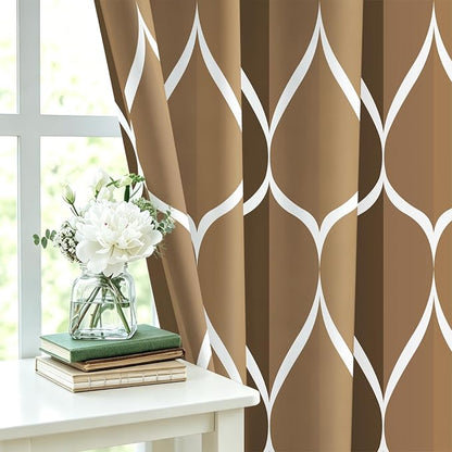 Gelbchu Geometric Shower Curtain for Bathroom, Brown, 72x72 | with Hooks, Premium Polyester, Quick Dry, Water Repellent, Machine Washable, Rustproof Grommets, Modern Minimalist