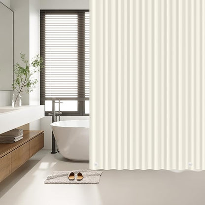 EHZNZIE Shower Curtain Liner Light Weight PEVA, Shower Liner 72x72 Inches, Waterproof, No Chemical Smell with 12 Rust Proof Metal Grommets for Bathroom Shower Curtain, Cream