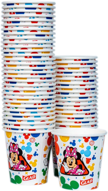 Glad for Kids Disney Mickey and Friends Mini Paper Cups, 3 Oz, 100 Ct, 6-Pk | Soak-proof bathroom rinse cups sized for little hands; colorful Mickey Mouse designs