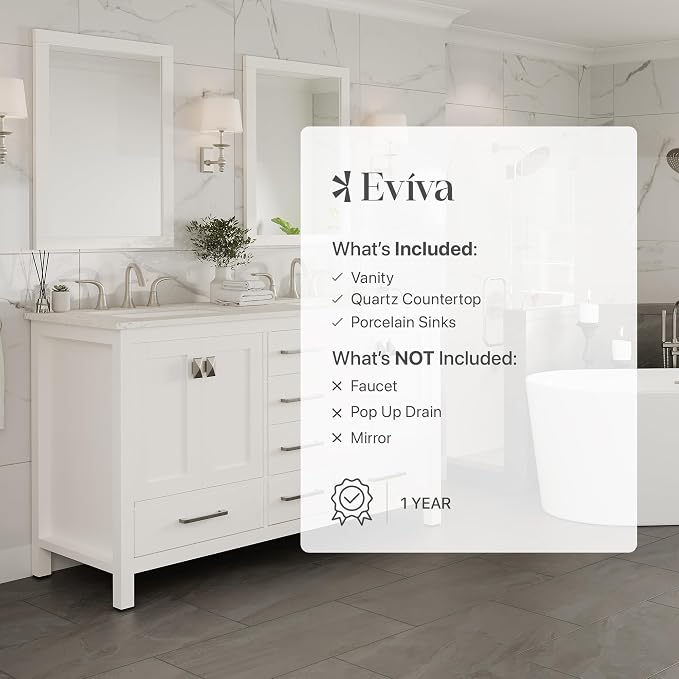 Aberdeen 60 in. White Double Sink Bath Vanity with Carrara Quartz Top and Undermount Porcelain Sinks