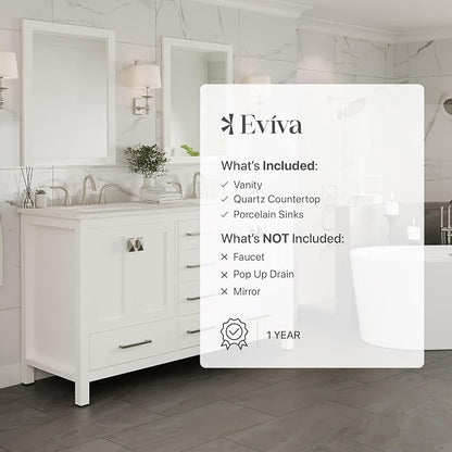 Aberdeen 60 in. White Double Sink Bath Vanity with Carrara Quartz Top and Undermount Porcelain Sinks