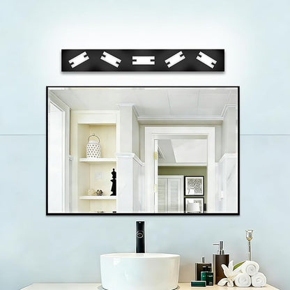 LED Black Bathroom Light Fixtures, 5-Light 5700K Modern Vanity Lights | LED Black Bathroom Light Fixtures, 5-Light Modern Vanity Lights , ETL Listed, 35W (Cool White 5700K)