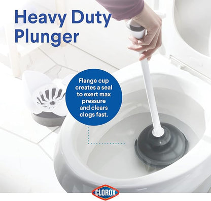 Clorox Toilet Plunger with Hideaway Caddy,– for Bathroom Organization and Storage,Bathroom Accessories,Toilet Unclogger,with Holder,White,(Pack of 12)