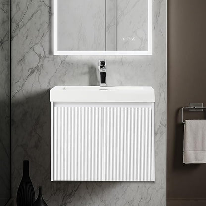 Blossom 24 Inch Modern Bathroom Vanity - All Wood Wall Mount Vanity - Pre-Assembled Floating Cabinet with Acrylic Sink - Soft-Close - Designer Matte White