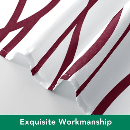 Fabric Modern Extra Long Shower Curtains for Bathroom-Burgundy and White | 72"W x 84"L Textured Faux Linen Luxury Hotel Quality Washable-Abstract Wavy Cloth Bath Curtain-Apartment Minimalist Decor