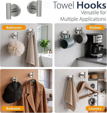 5-Piece Brushed Nickel Bathroom Towel Bar Set,24" Bathroom Hardware Kit | Total 26 Inch Towel Racks for Bathroom Wall Mounted,SUS304 Stainless Steel Towel Bar for Bathroom, Kitchen, Laundry