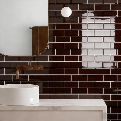 Art3d Peel and Stick Backsplash, Subway Wall Tile, 10-Pack, Dark Burgundy | 12 x 12 Inch, Water Resistant, Durable, Easy to Installation, Coastal Style, for Modern Home Decor, Kitchen, Home Improvement