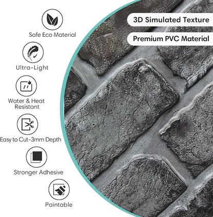 Commomy Thicker Grey Peel and Stick Backsplash-10 pcs of 12" x 12" - 3D Adhesive Peel and Stick Tiles Backsplash for Kitchen, Bathroom, Removable, Waterproof, Vinyl Wall Tile