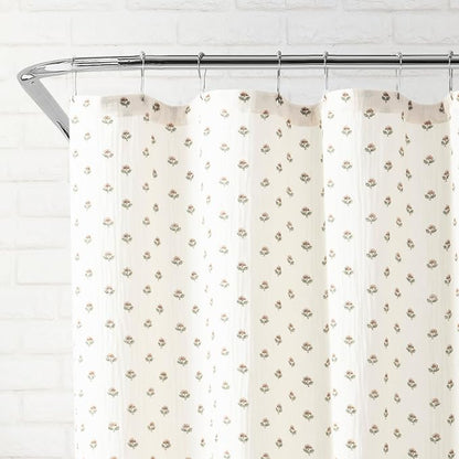 Peri Home Block Print Gauze Shower Curtain 72 x 72 inches Multi 1-Piece | Cotton Fabric, Bathroom