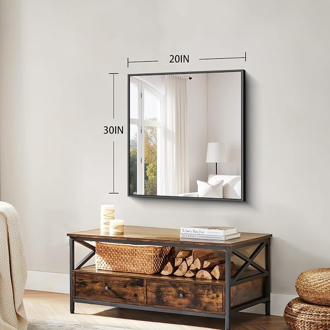 Koonmi Black Bathroom Mirror for Over Sink,Metal Framed 30"x20" Wall Mirror