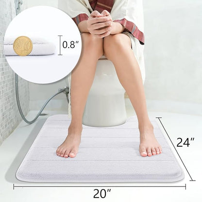 Yimobra Memory Foam Toilet Bath Mat U-Shaped, Soft and Comfortable, Super Water Absorption, Non-Slip, Thick, Machine Wash and Easier to Dry for Bathroom Commode Contour Rug, 24 X 20 Inches, White