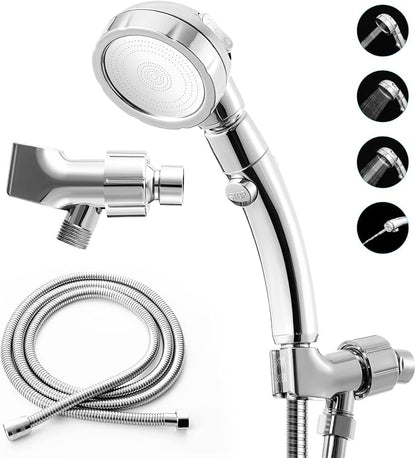 Marbrasse High Pressure Shower Head with Hose and Holder, 3-Settings Handheld Showerhead with Push Switch and Button to Control Water Flow for Saving Water,Removable Camper Shower Head