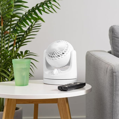 IRIS USA WOOZOO Desk Fan, Oscillating Table Air Circulator, 3 Speeds, 32ft Max Air Distance, 112° Adjustable Tilt, 27.5db Quiet Motor, Small Fan for Bedroom, Office, Dorm, White