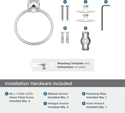Amerock Stature Polished Nickel Closed Towel Ring, BH36092PN