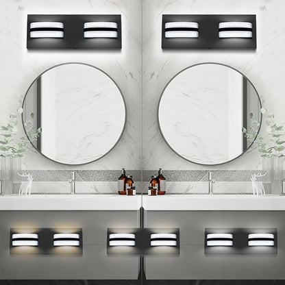 LED Bathroom Vanity Light, 360°Rotatable, 3CCT 2 Light, Black Modern Matte Bathroom Lighting Fixtures, Over Mirror Vanity Lights for Bedroom, Living Room, ETL Certified