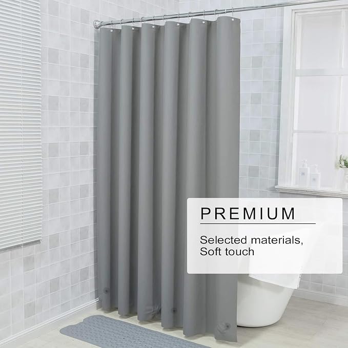 TIKABC Shower Curtain Liner, 4G PEVA Shower Liner, Plastic Peva Waterproof Shower Curtains, 72x72 inch with Grommet Holes 3 Magnetic Weights