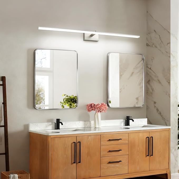 48 Inch Bathroom Vanity Lights Over Mirror Brushed Nickel Arm Over Cabinet Wide LED Bar 32W 2560lm 6000K ETL IP44