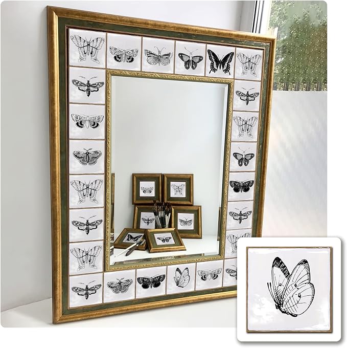 Alwayspon Vinyl Sticker Peel and Stick, Self-Adhesive Wall Tile Transfers Backsplash Sticker Decal for Kitchen Bathroom, 6x6inch/15x15cm 10Pcs, Butterfly T036