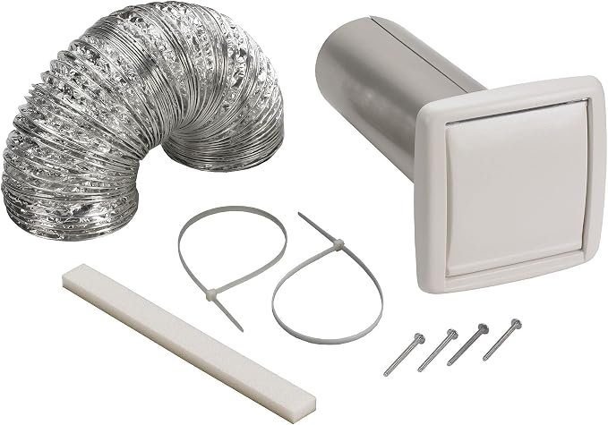Broan-NuTone AR110LKVV SurfaceShield Vital Vio Powered Exhaust Vent LED White Light & Violet Light, 110 CFM, White & Available NuTone WVK2A Flexible Wall Ducting Kit for Ventilation Fans, 4-Inch