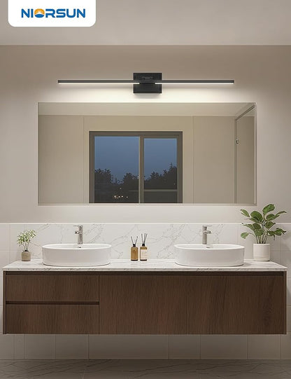 NIORSUN 39.4 Inch Modern Bathroom Light Fixture, 34W 5CCT Dimmable LED Black Bathroom Vanity Lights Over Mirror, Vanity Lights for Bathrooms Restroom Mirror