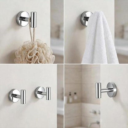 5-Piece Bathroom Hardware Set, Chrome SUS304 Stainless Steel Bathroom Accessories Kit, Includes 24" Towel Bar, Toilet Paper Holder, Towel Ring & 2 Robe Hooks, Wall Mounted, Rustproof Modern Design