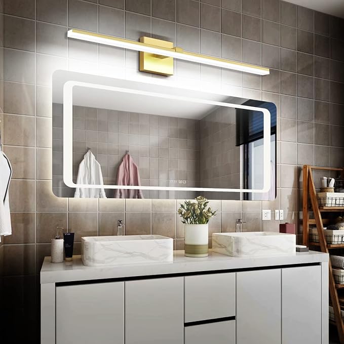 40 Inch LED Vanity Light Gold Bathroom Lighting Fixtures Dimmable Modern Bathroom Lights Over Mirror 6000K Cool White
