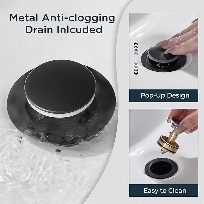 Forious Bathroom Sink Faucet Oil Rubbed Bronze Single Handle One Hole Antique Waterfall Bathroom Faucet with Metal Pop Up Drain and Deck Plate for Lavatory Vanity Farmhouse RV