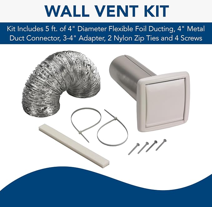 Broan-NuTone 4-Inch Flexible Wall Ducting Kit and Three-Rocker Switch for Bathroom Exhaust Fan, White