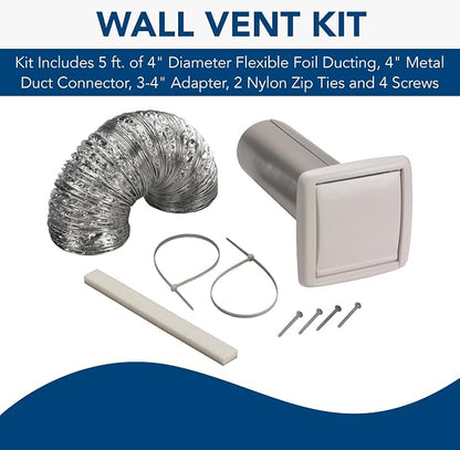 Broan-NuTone 4-Inch Flexible Wall Ducting Kit and Three-Rocker Switch for Bathroom Exhaust Fan, White