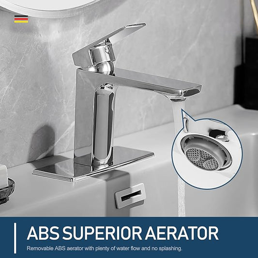Chrome Bathroom Faucets 1 Hole Single Handle Bathroom Vanity Sink Faucet with Pop-up Drain and Faucet Supply Lines Rv Lavatory Vessel Faucet Basin Mixer Tap