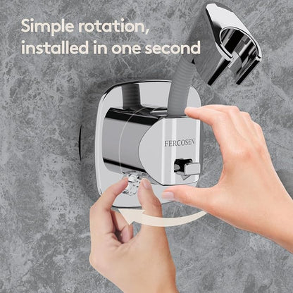 Shower Head Holder with Suction | 360° Swivel | Gray | Tool-free install in seconds, 360° swivel head, 10kg built-in storage hook, removable, rust-resistant, strong suction grip
