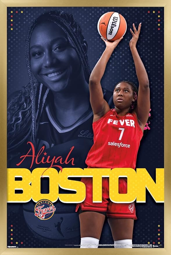 Trends International WNBA Indiana Fever - Aliyah Boston 25 Wall Poster, 22.4L x 14.7W, Gold Framed Version