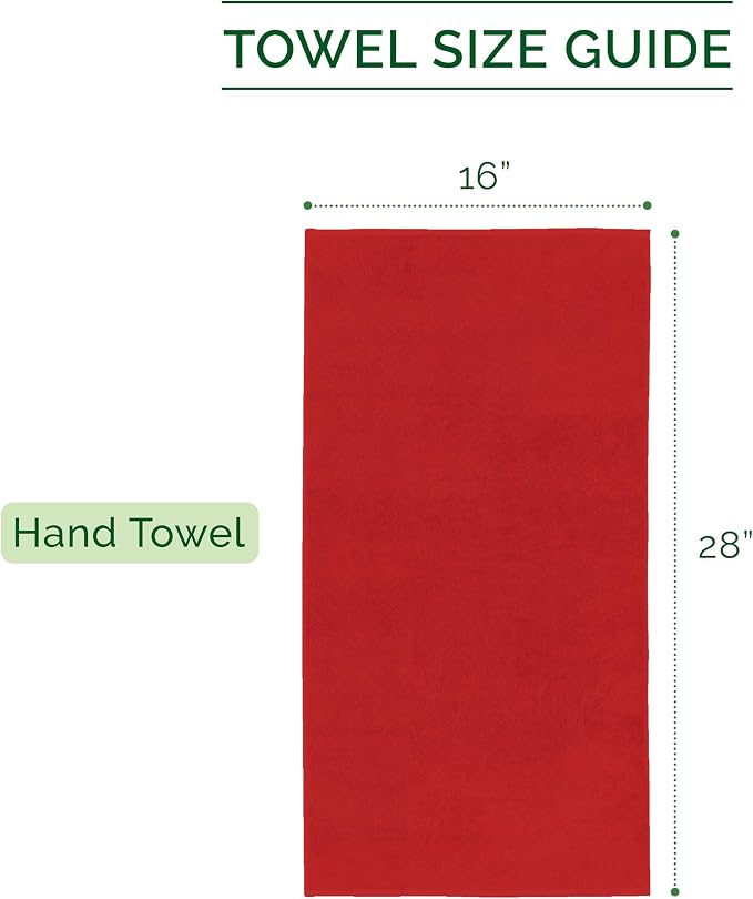 Elegant Comfort Luxury 100% Turkish Cotton Corduroy Ribbed 4 Pack Hand Towel Set 16 x 28 Inch - Absorbent, Super Soft, Quick Dry, Premium Towels for Bathroom, Gym, Spa and Hotel Use, Red