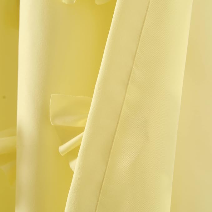 Lush Decor Riley Light Filtering Window Curtain Panel, Single 54" W x 84" L, Yellow - Cute Yellow Curtains for Bedroom - Bow Decor - Coquette Curtains for Windows